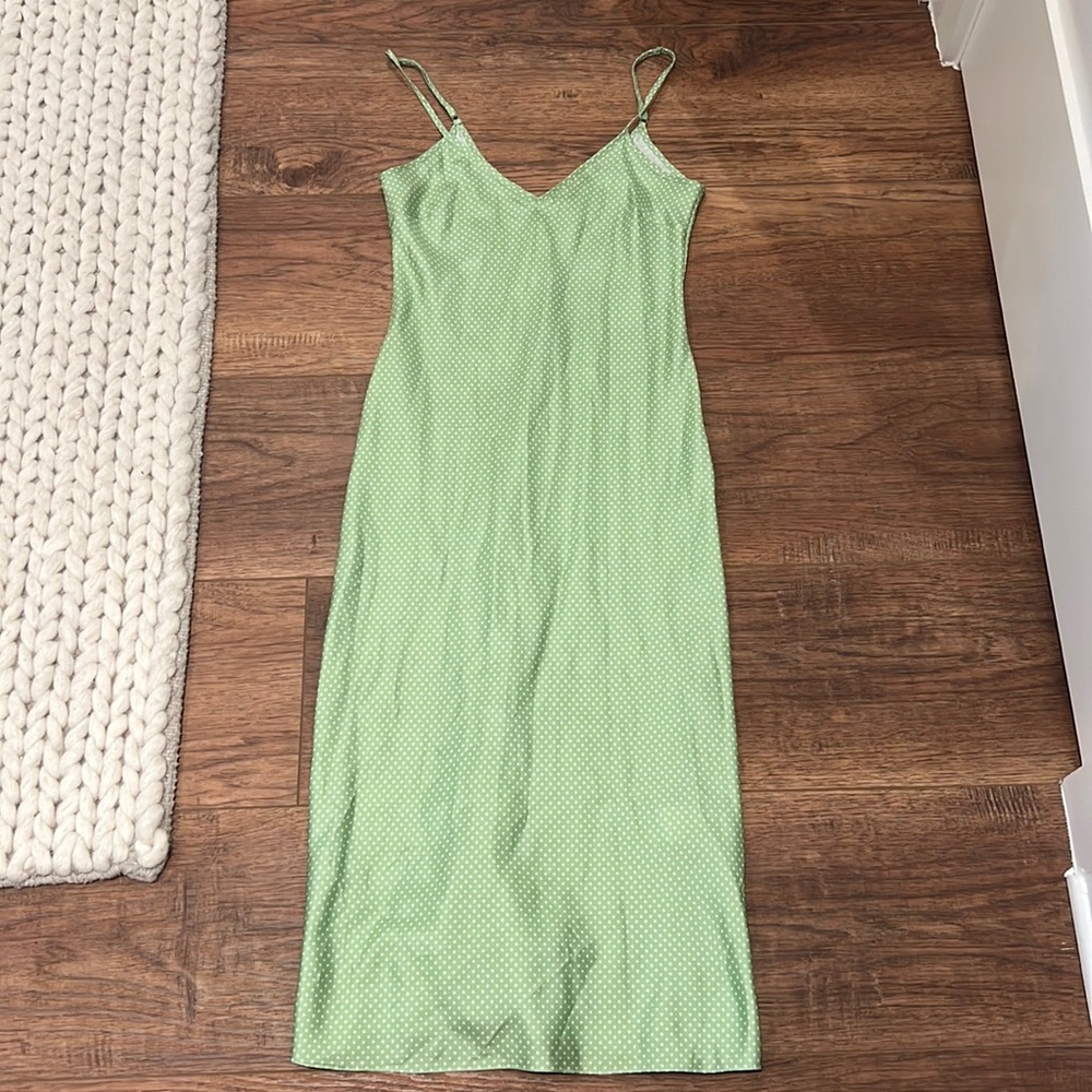 Ellie Mae green & white polka dotted slip dress. Size 0. Worn once